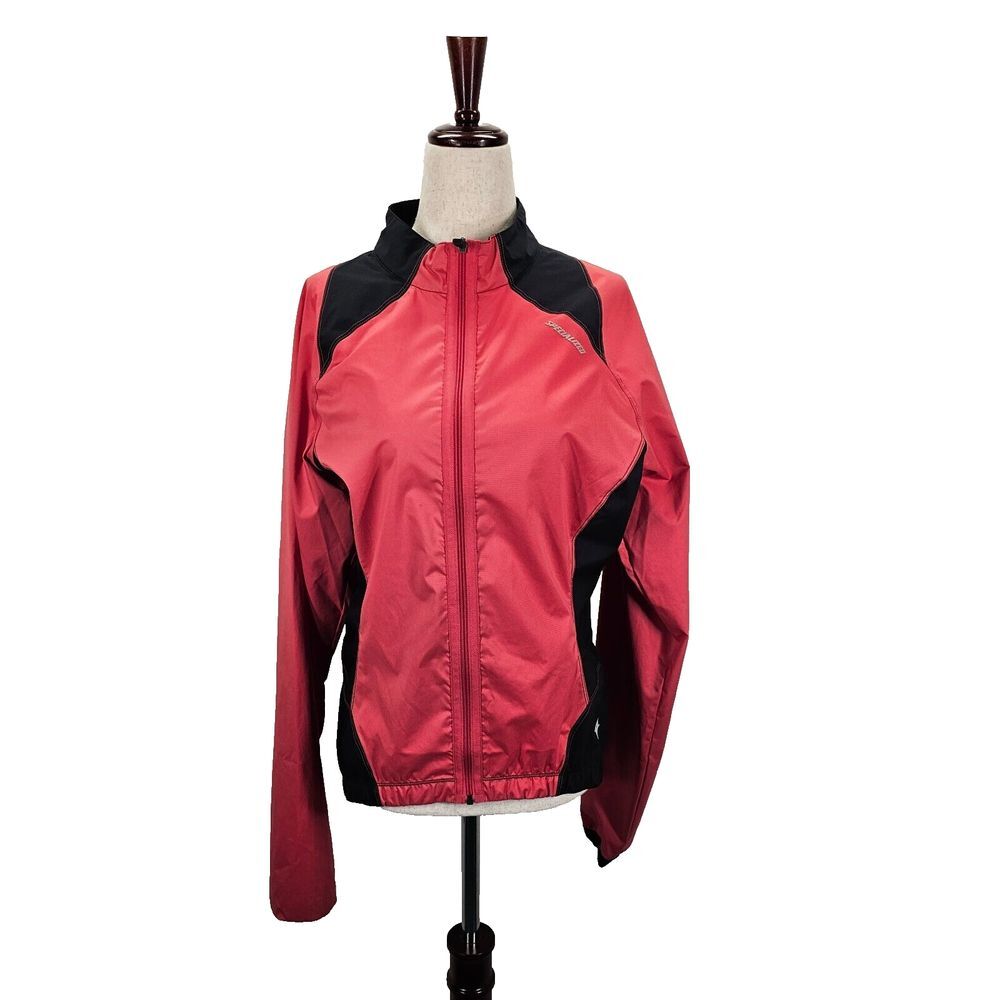 Specialized Womens Cycling Jacket Size Medium Red Black‎ Front Zip Long Sleeve